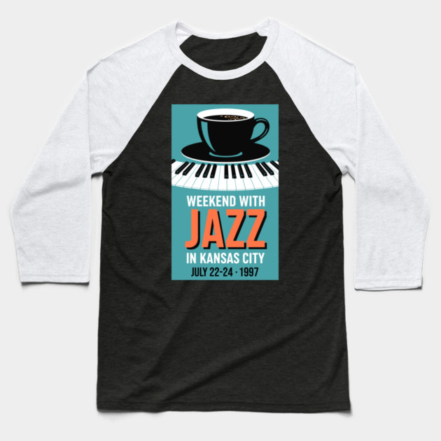 Retro Jazz Weekend Baseball T-Shirt by Digironin
