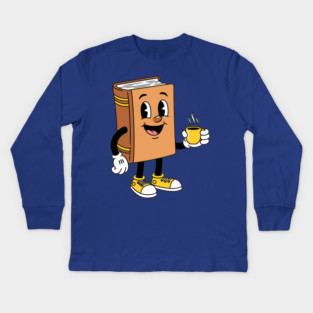Happy Book Sipping Coffee Kids Long Sleeve T-Shirt