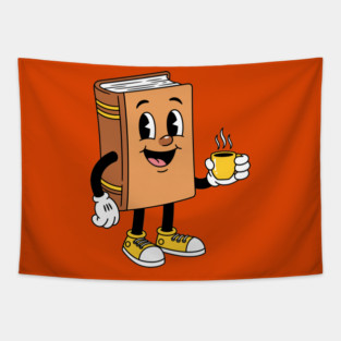 Happy Book Sipping Coffee Tapestry