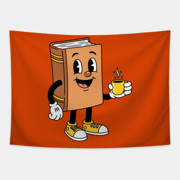 Happy Book Sipping Coffee Tapestry by enrynz
