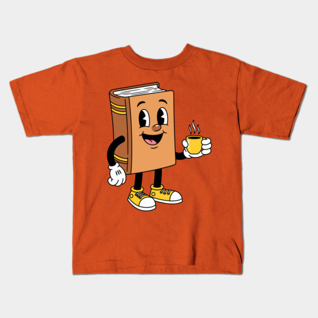 Happy Book Sipping Coffee Kids T-Shirt by enrynz