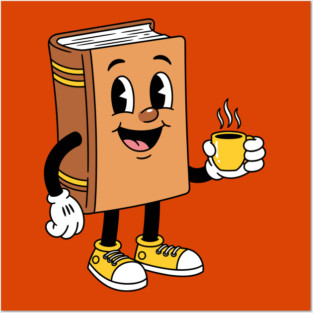 Happy Book Sipping Coffee Posters and Art