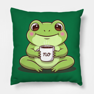 Kawaii Frog Says 'NO' Cute Coffee Pillow