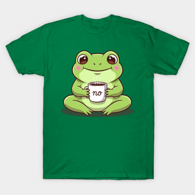 Kawaii Frog Says 'NO' Cute Coffee T-Shirt by enrynz