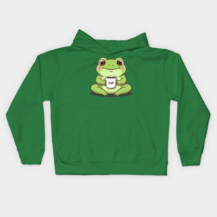 Kawaii Frog Says 'NO' Cute Coffee Kids Hoodie