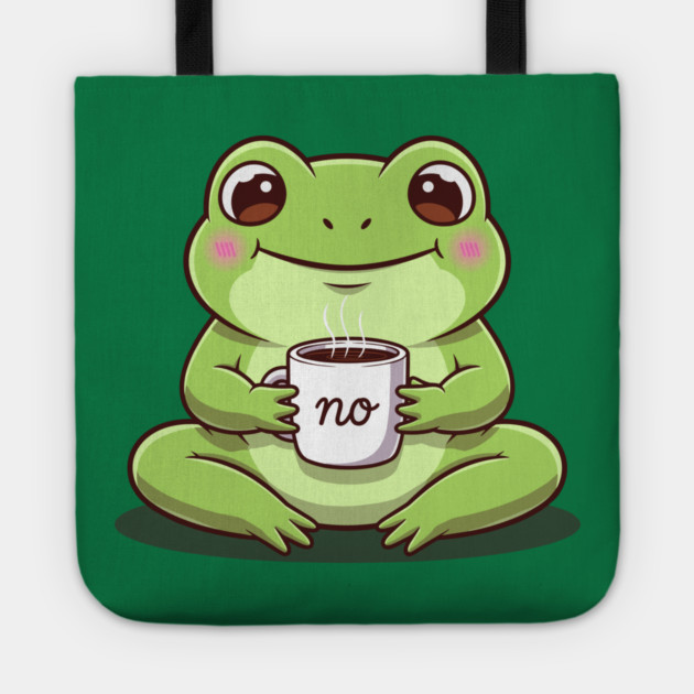 Kawaii Frog Says 'NO' Cute Coffee Tote by enrynz