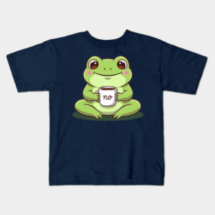 Kawaii Frog Says 'NO' Cute Coffee Kids T-Shirt