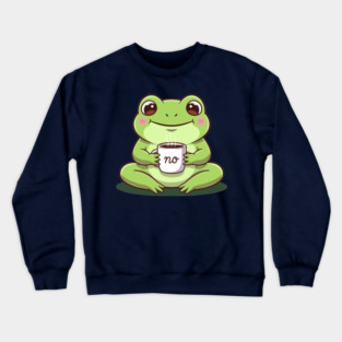 Kawaii Frog Says 'NO' Cute Coffee Crewneck Sweatshirt