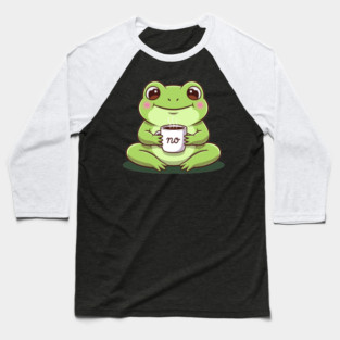Kawaii Frog Says 'NO' Cute Coffee Baseball T-Shirt