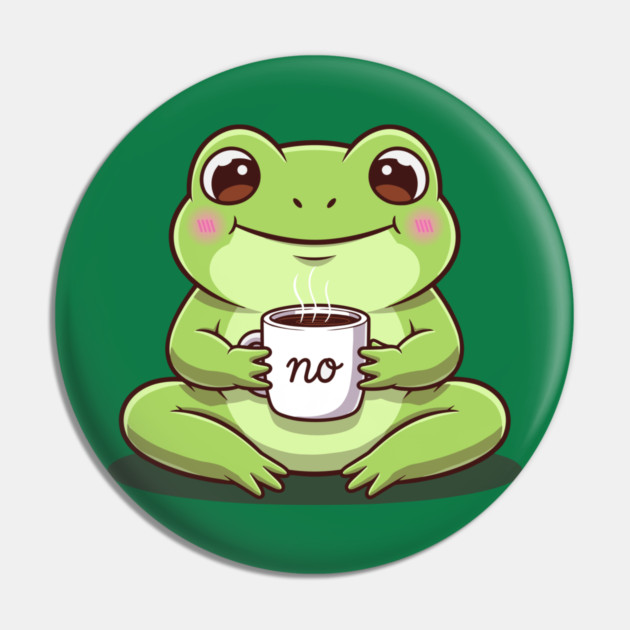Kawaii Frog Says 'NO' Cute Coffee Pin by enrynz