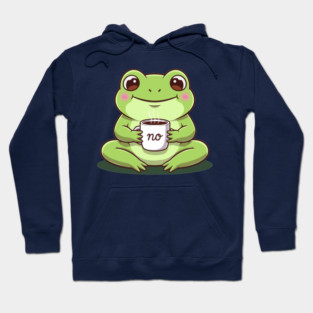 Kawaii Frog Says 'NO' Cute Coffee Hoodie