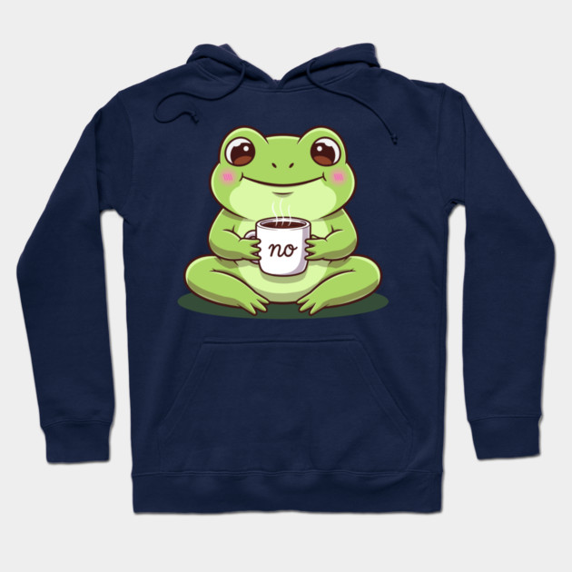 Kawaii Frog Says 'NO' Cute Coffee Hoodie by enrynz