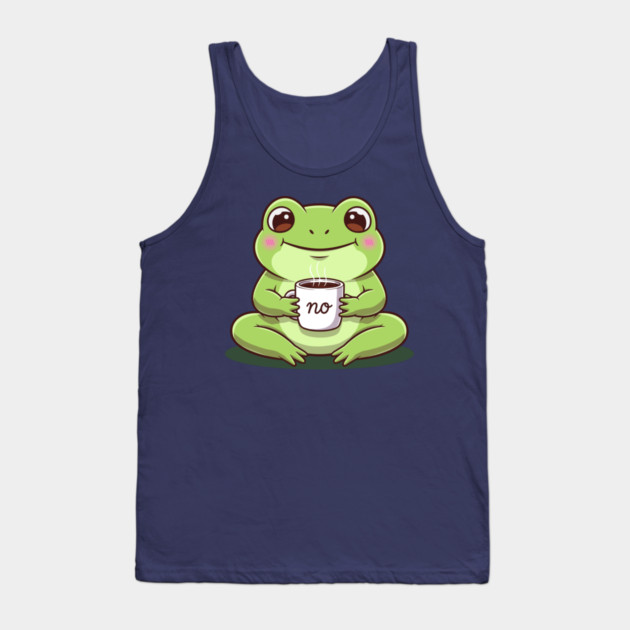 Kawaii Frog Says 'NO' Cute Coffee Tank Top by enrynz