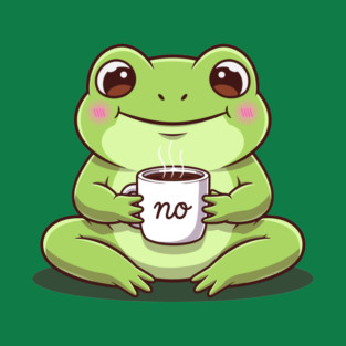 Kawaii Frog Says 'NO' Cute Coffee T-Shirt