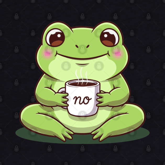 Kawaii Frog Says 'NO' Cute Coffee by Digironin