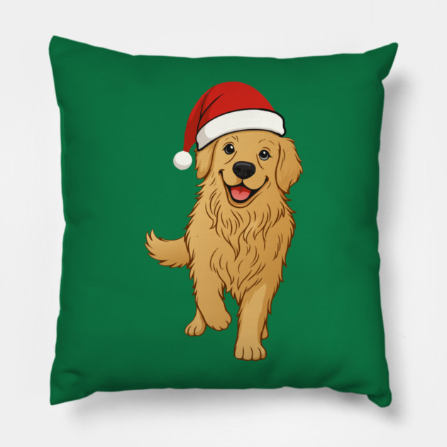 Christmas Santa Golden Retriever – Cute Holiday Dog T-Shirt Pillow by DonWillisJrArt