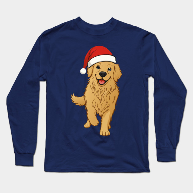 Christmas Santa Golden Retriever – Cute Holiday Dog T-Shirt Long Sleeve T-Shirt by DonWillisJrArt