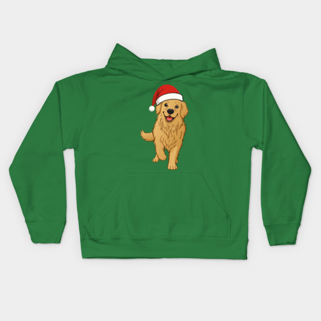 Christmas Santa Golden Retriever – Cute Holiday Dog T-Shirt Kids Hoodie by DonWillisJrArt