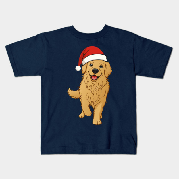 Christmas Santa Golden Retriever – Cute Holiday Dog T-Shirt Kids T-Shirt by DonWillisJrArt