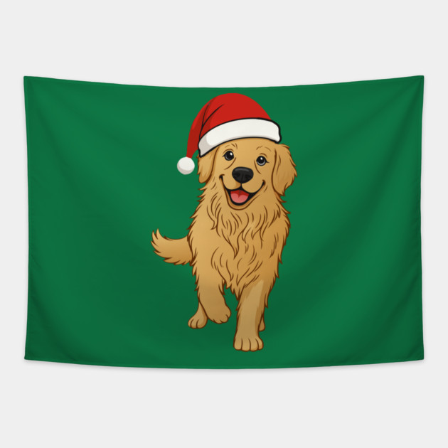 Christmas Santa Golden Retriever – Cute Holiday Dog T-Shirt Tapestry by DonWillisJrArt