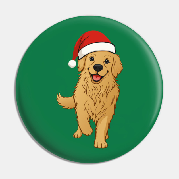 Christmas Santa Golden Retriever – Cute Holiday Dog T-Shirt Pin by DonWillisJrArt