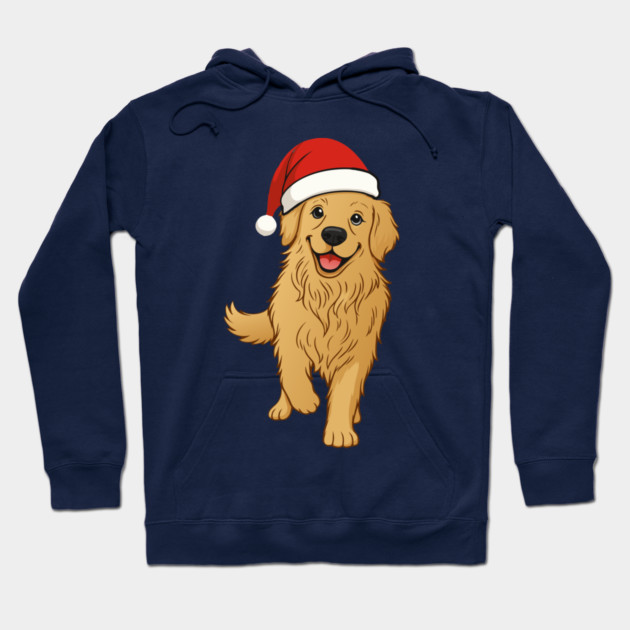 Christmas Santa Golden Retriever – Cute Holiday Dog T-Shirt Hoodie by DonWillisJrArt