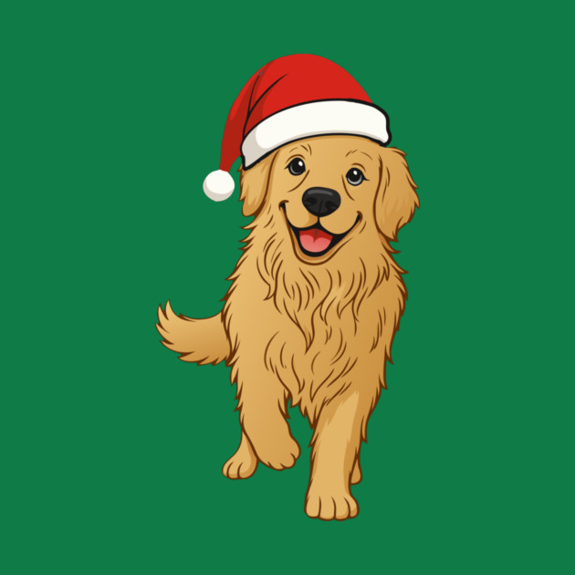 Christmas Santa Golden Retriever – Cute Holiday Dog T-Shirt by DonWillisJrArt