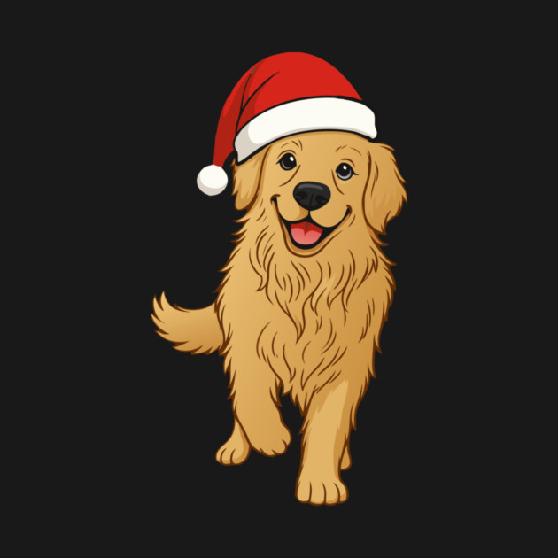 Christmas Santa Golden Retriever – Cute Holiday Dog T-Shirt by DonWillisJrArt