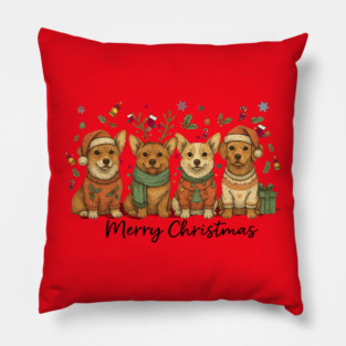 "Pembroke Welsh Corgi Christmas Dog Lover Illustration – Festive Holiday Sweater Design for Gifts” Pillow