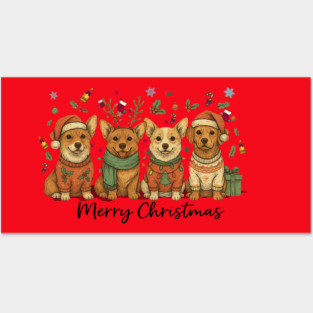 "Pembroke Welsh Corgi Christmas Dog Lover Illustration – Festive Holiday Sweater Design for Gifts” Posters and Art