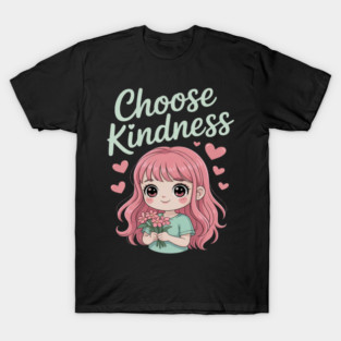 Choose Kindness Chibi Mint Pink T-Shirt