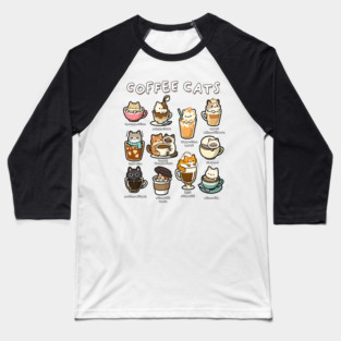 Coffee Cats Baseball T-Shirt