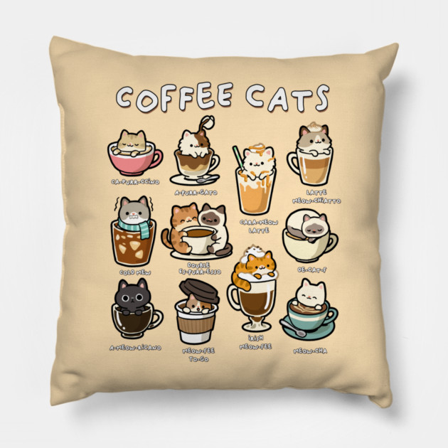 Coffee Cats Pillow by GoshWow®