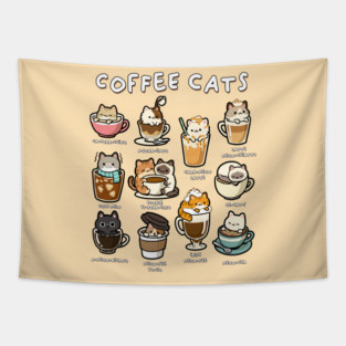 Coffee Cats Tapestry