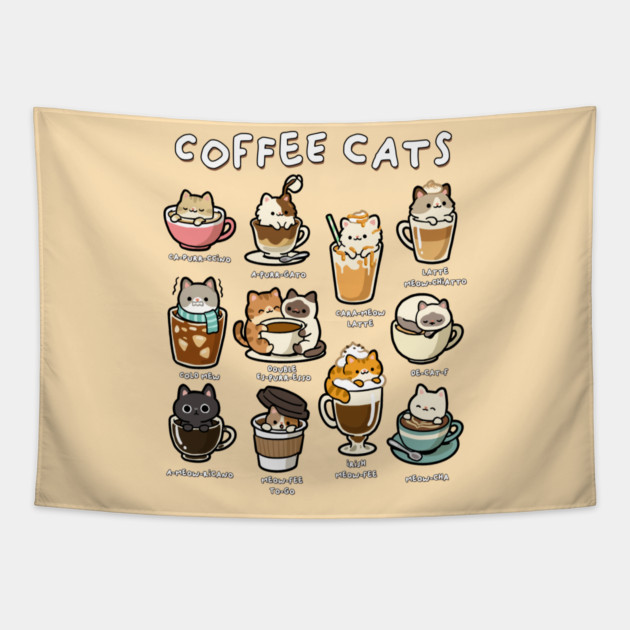 Coffee Cats Tapestry by GoshWow®