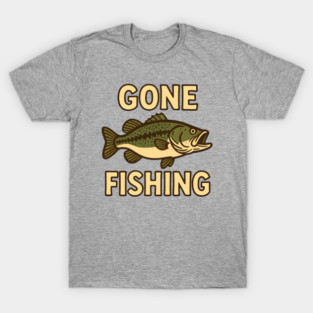 Gone Fishing Large Bass Vintage Retro Outdoors T-Shirt