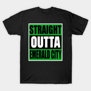 Straight Outta Emerald City green black and white oz and wicked lore T-Shirt