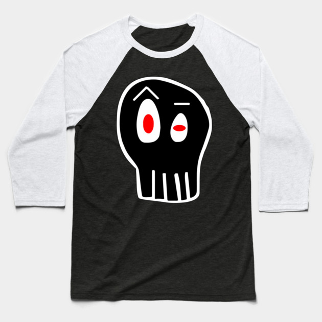Evil Adam Skull Baseball T-Shirt by Evil Adam