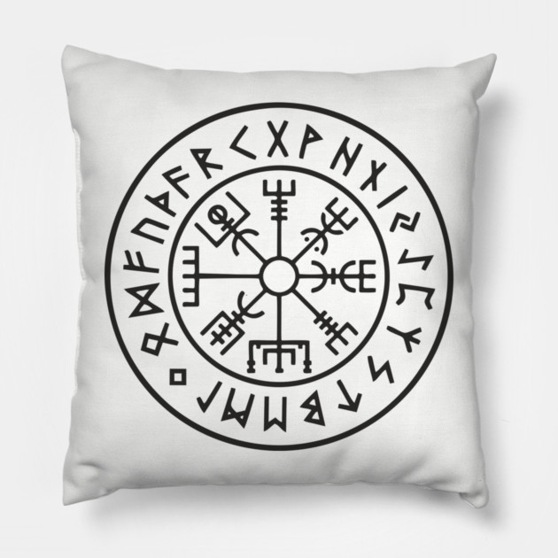Viking Compass Vegvisir Rune Circle Nordic Heritage Pillow by Anticorporati