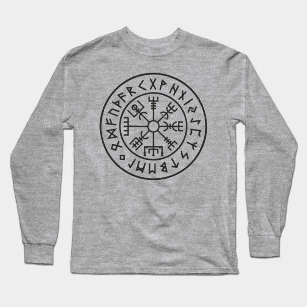 Viking Compass Vegvisir Rune Circle Nordic Heritage Long Sleeve T-Shirt by Anticorporati