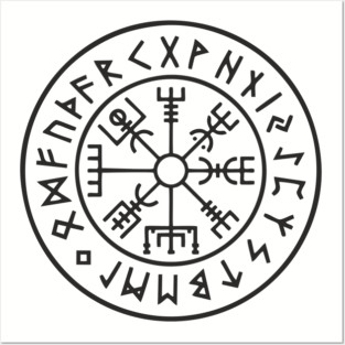 Viking Compass Vegvisir Rune Circle Nordic Heritage Posters and Art