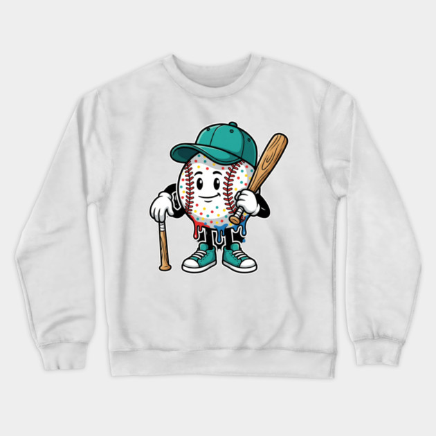 Drip Baseball Cartoon Youth – Cool Baseball Lifestyle - drip baseball Crewneck Sweatshirt by ArtistTee ⭐⭐⭐⭐⭐