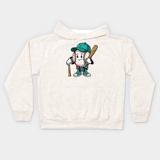 Drip Baseball Cartoon Youth – Cool Baseball Lifestyle - drip baseball Kids Hoodie by ArtistTee ⭐⭐⭐⭐⭐