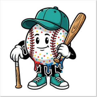 Drip Baseball Cartoon Youth – Cool Baseball Lifestyle - drip baseball Posters and Art