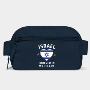 Israel, Forever in My Heart - Blue & White Flag Heartbeat Bag