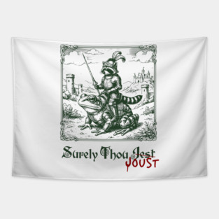 Medieval Raccoon in Armor Riding Giant Frog: Surely Thou Jest/Joust Tapestry