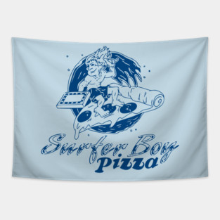 SURFER BOY PIZZA!  Vintage 80s Pizza Stranger Things T-shirt Tapestry