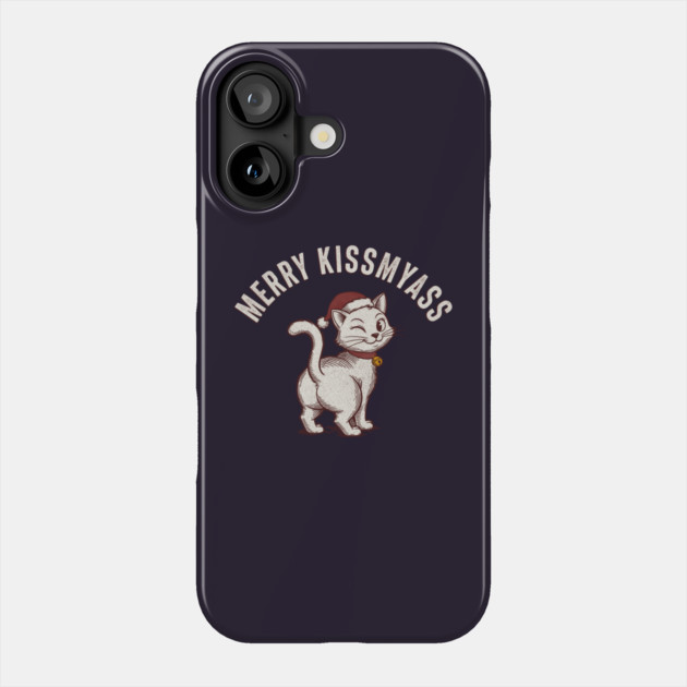 Hilarious Merry Kissmyass Christmas Cat Phone Case by CreativeSage
