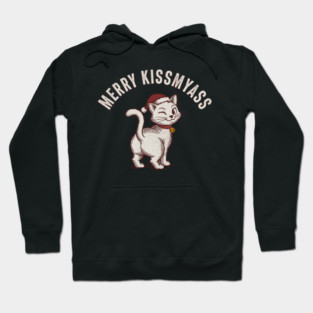 Hilarious Merry Kissmyass Christmas Cat Hoodie