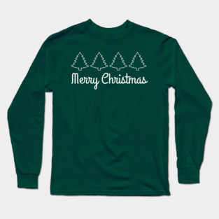 Minimalist Merry Christmas Tree Line Long Sleeve T-Shirt